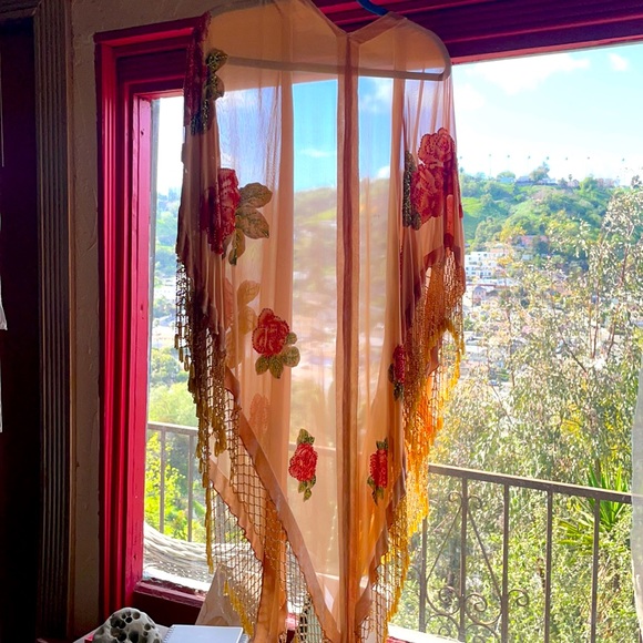 Bohemian Sheer Art Nouveau Shawl. - Picture 1 of 5